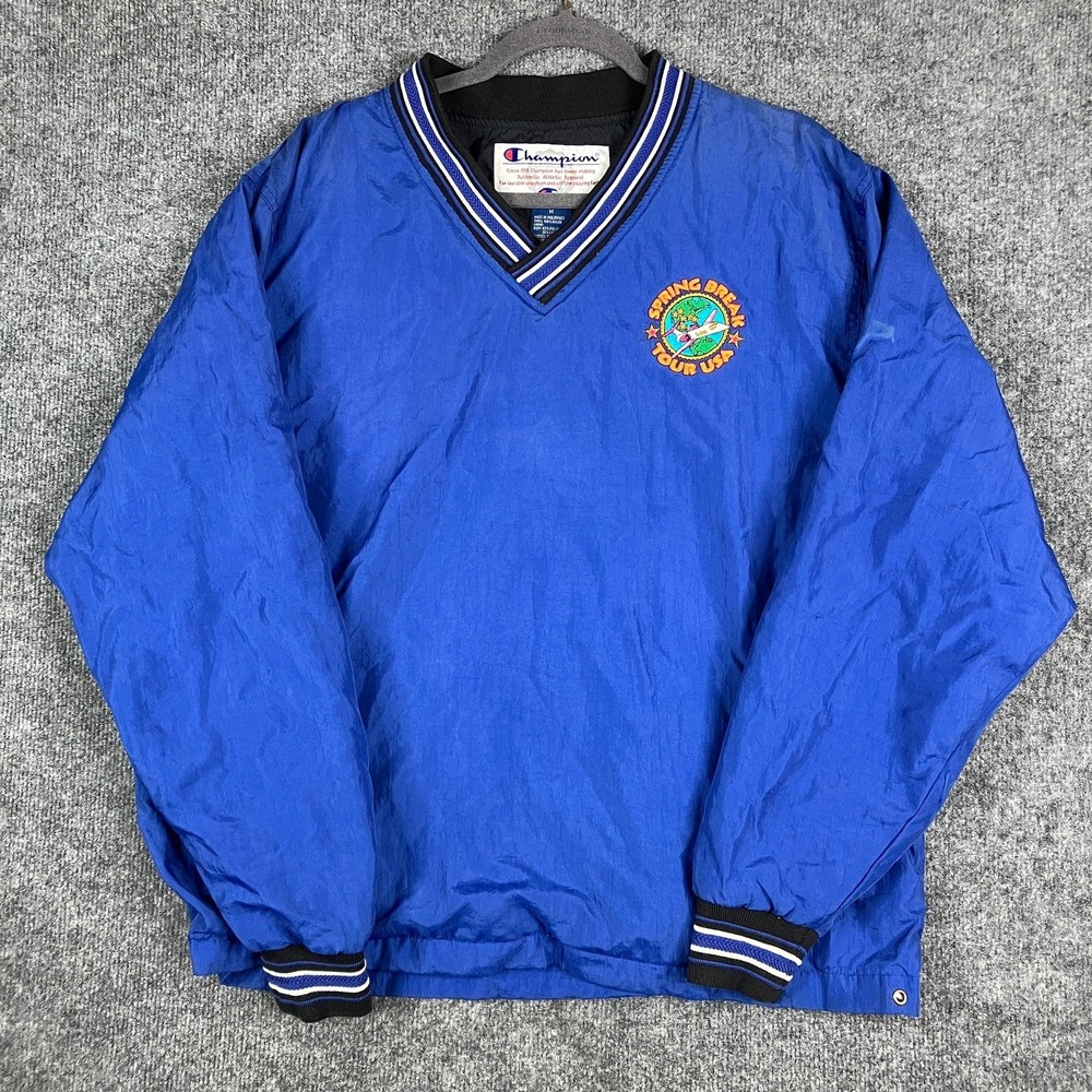 Champion Jacket Mens Medium Blue Spring Break Tour Pullover Windbreaker
